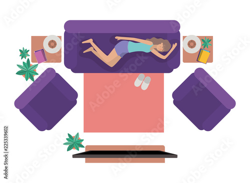 aerial view of woman resting avatar character