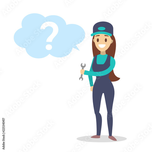 Wallpaper Mural Mechanic in uniform holding tire and wrench Torontodigital.ca