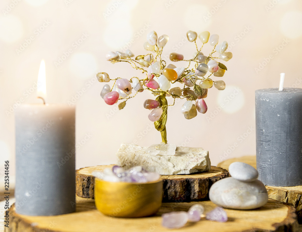 Feng shui gem tree, also called feng shui crystal tree, are a popular cure in the traditional feng shui school applications. Tree of life happiness concept. Feng shui gem tree, also called feng shui crystal tree, are a popular cure in the traditional feng shui school applications. Tree of life happiness concept.