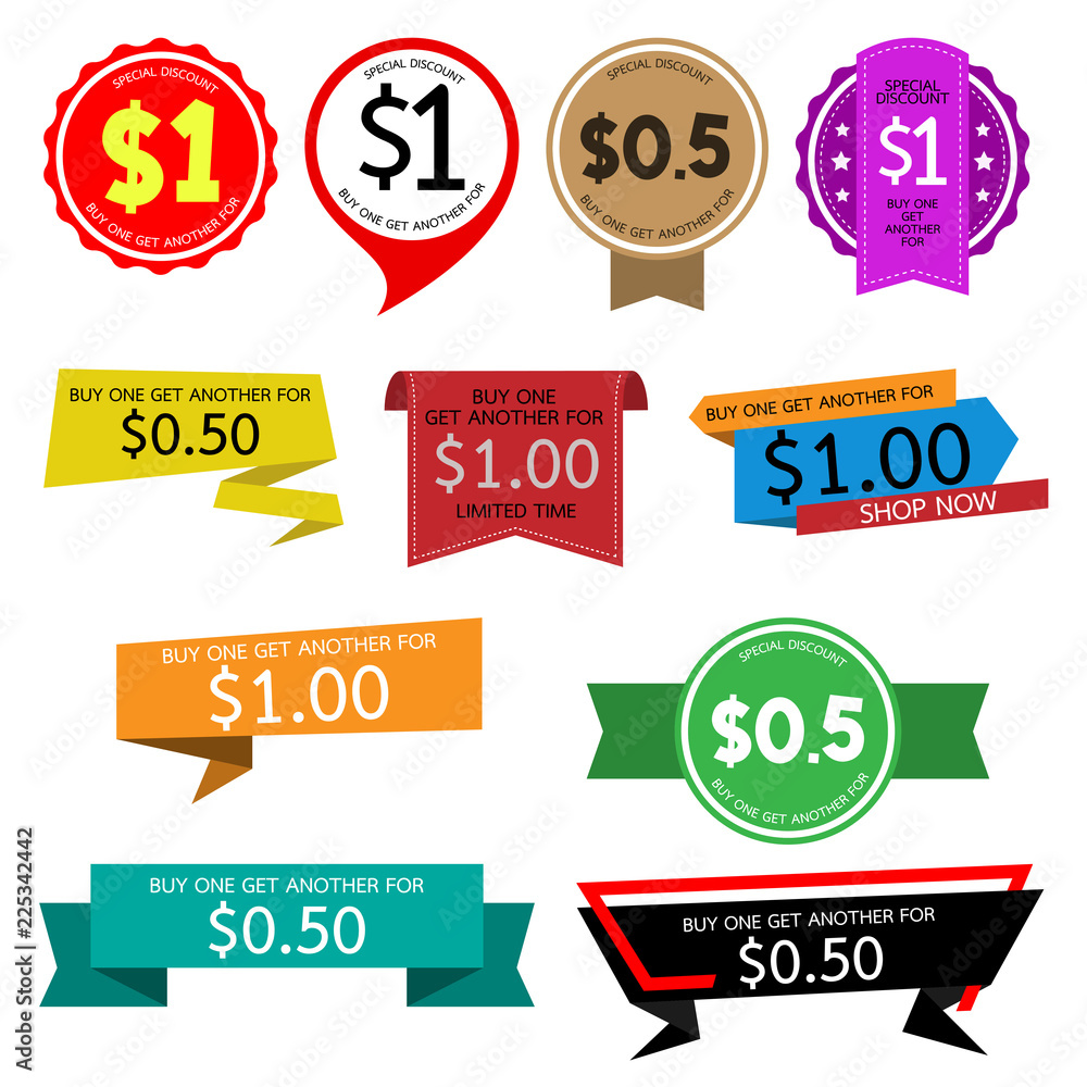 Set of promotion discount sale sticker banners. Set of promotion discount sale sticker banners.