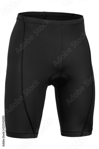 Biker black shorts isolated on white background