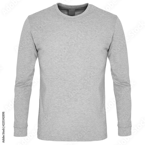 Gray long sleeve t-shirt isolated on white background