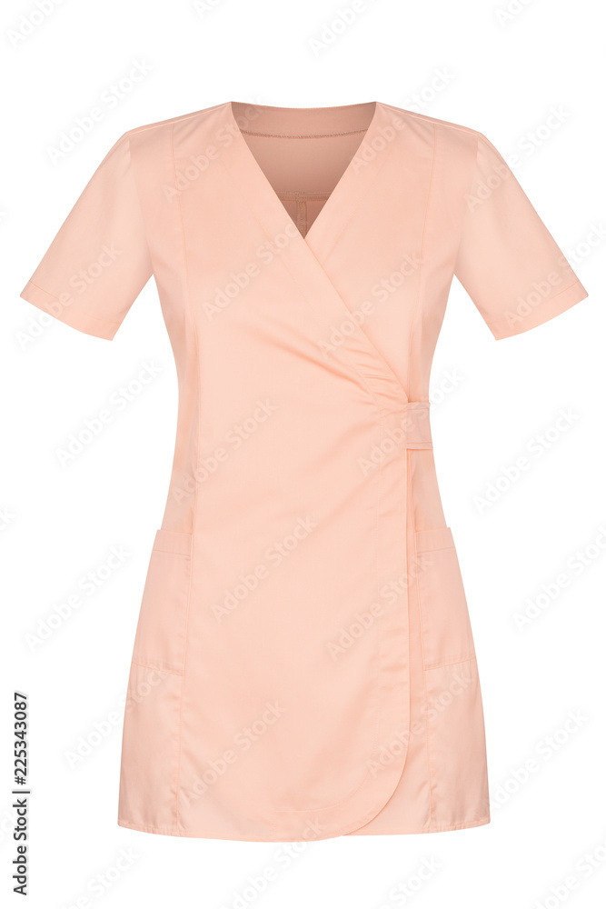 Front of pink lady medical uniform isolated on white background Front of pink lady medical uniform isolated on white background