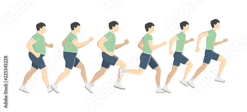 Fat man lose weight while running or jogging