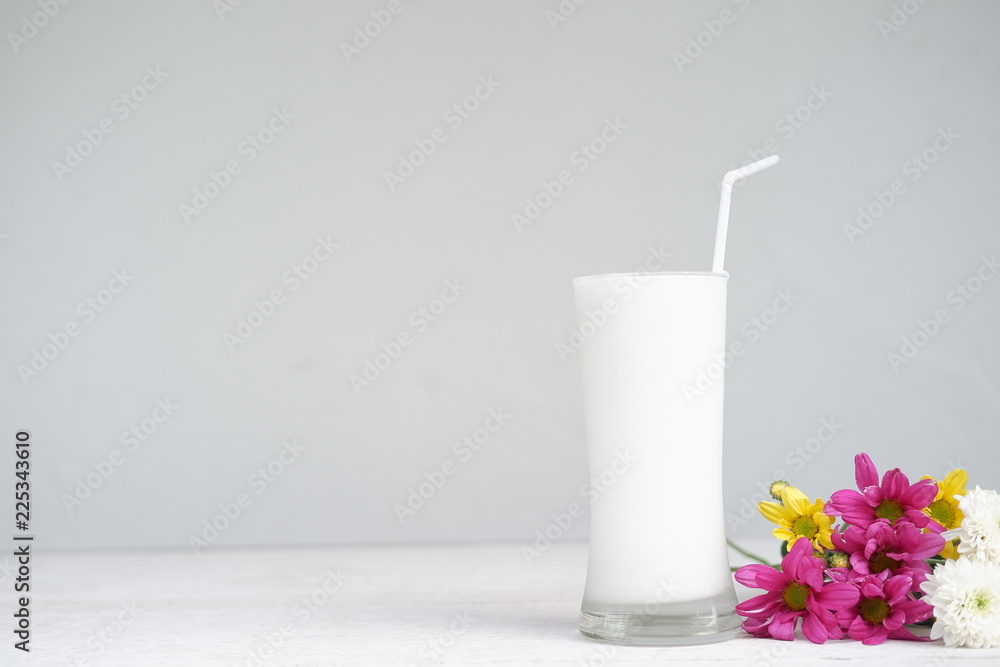banana milkshake and copy space banana milkshake and copy space