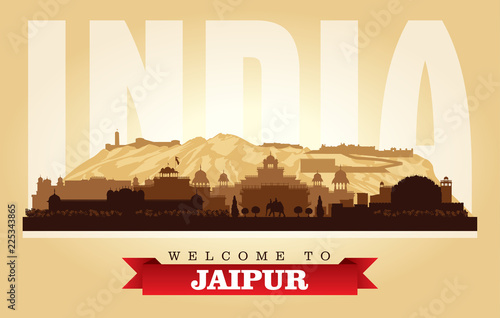 Jaipur India city skyline vector silhouette