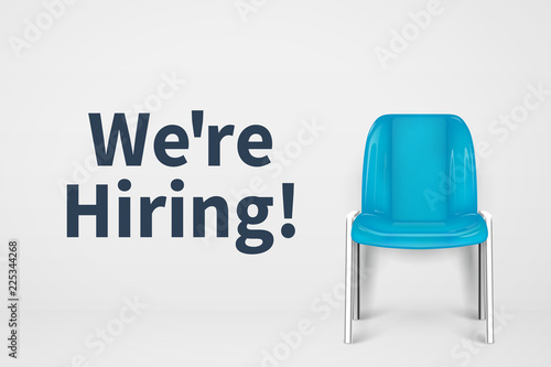 We are hiring concept. Vacant office chair. Empty seat business recruiting vector background. Empty chair, job seat, hire recruiting, hiring work illustration