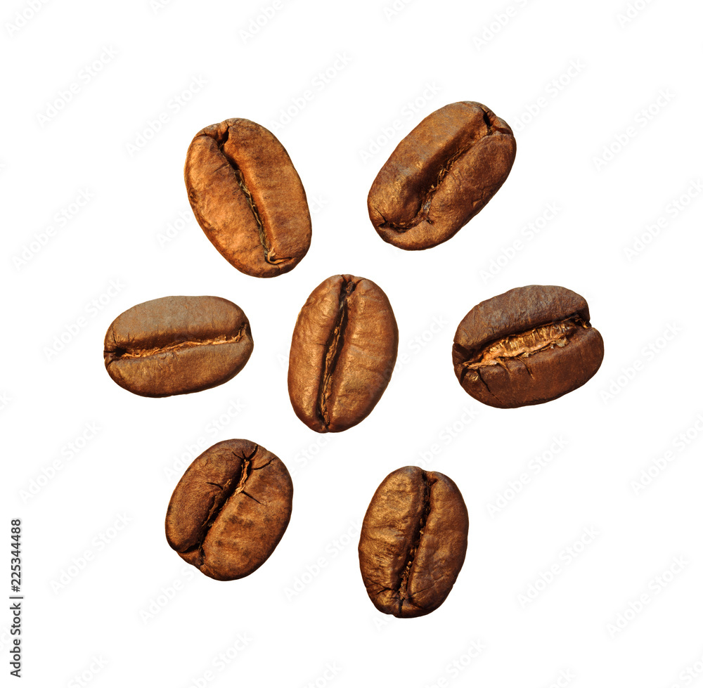 coffee grains isolated on white background close-up. there is a way coffee grains isolated on white background close-up. there is a way