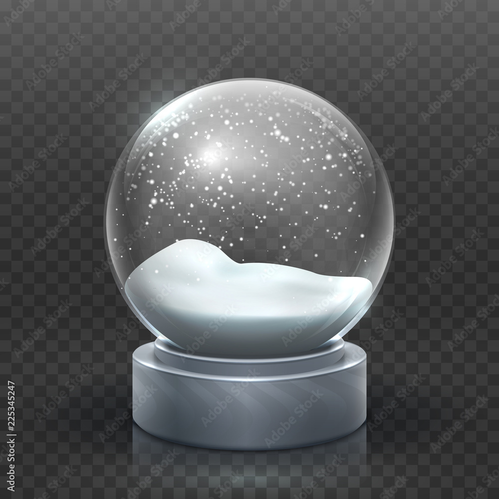 Snow globe. Christmas holiday snowglobe, empty glass xmas snowball. Snowy  magic ball vector template. Sphere christmas ball, transparent toy bubble  illustration Stock Vector | Adobe Stock