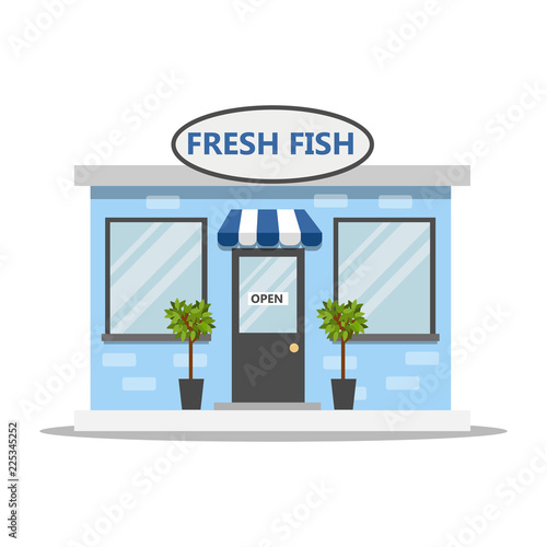 Front side of a fresh fish store