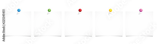 Free Download set of white note paper with colorful pins isolated on a white background - GFXLoad