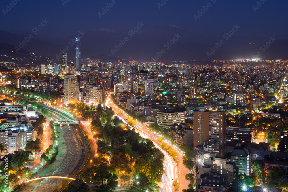 Panoramic view of Providencia and Las Condes districts, Santiago de Chile
