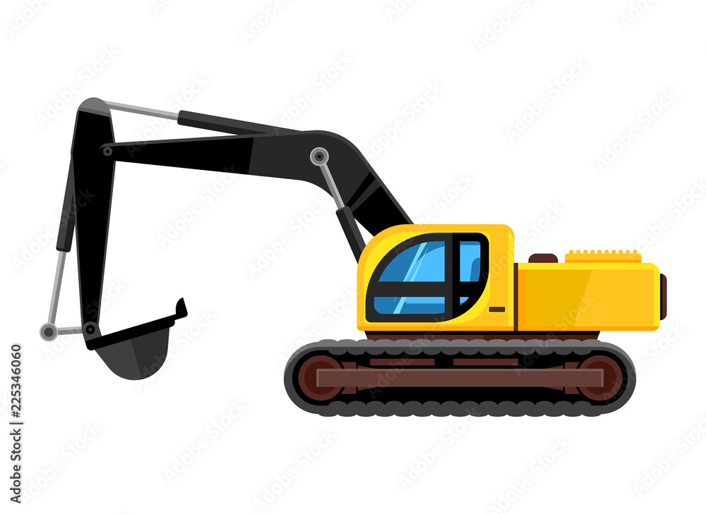 excavator cartoon. yellow construction vehicle digger with scoop loader bulldozer vector car for construction excavator cartoon. yellow construction vehicle digger with scoop loader bulldozer vector car for construction