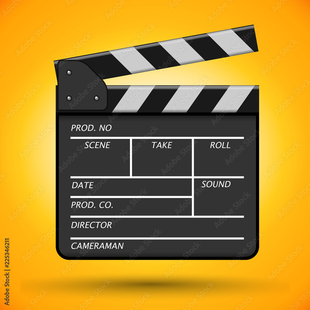 Clapperboard  device for using in cinematography. Vector illustration.