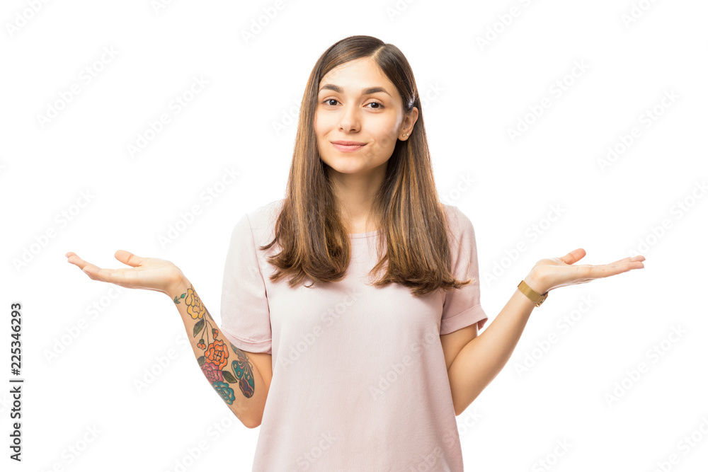 Beautiful Young Woman Holding Imaginary Objects Beautiful Young Woman Holding Imaginary Objects