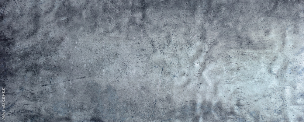 Grunge metal background, aluminum texture or stainless steel close-up. panoramic view