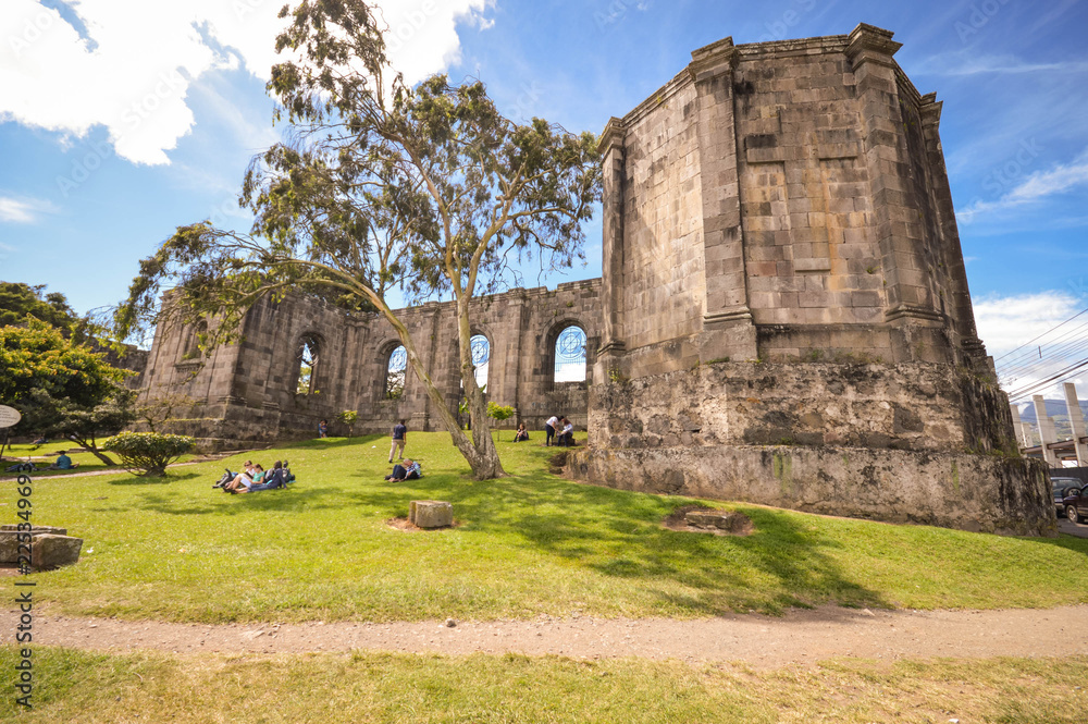 Santiago Apostol Parish Ruins in in the city of Cartago, Costa Rica. The site was never completed and what had been built was destroyed by numerous earthquakes