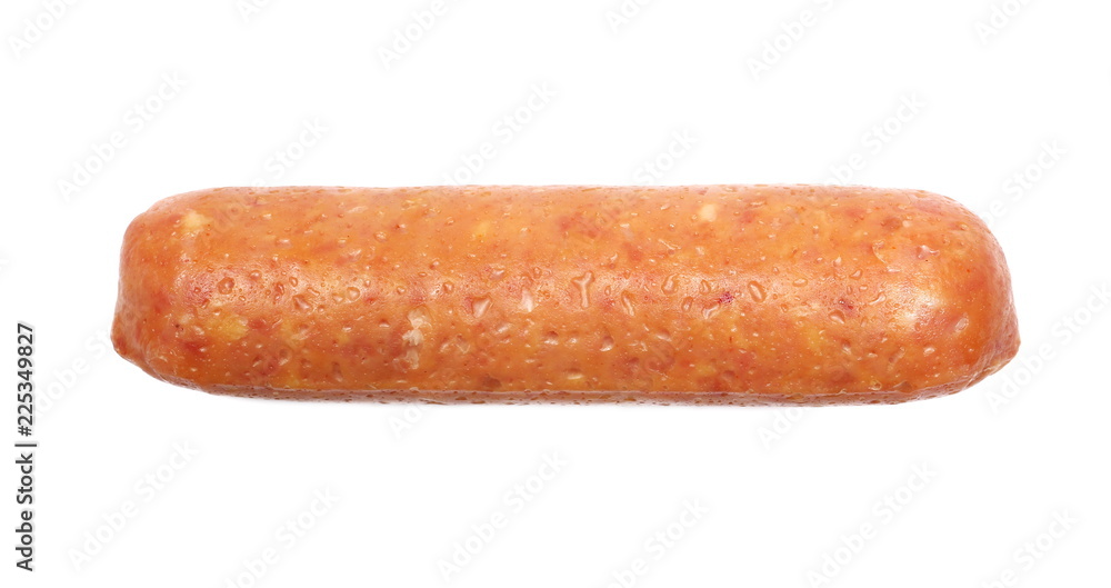 Sausages isolated on white background, top view Sausages isolated on white background, top view