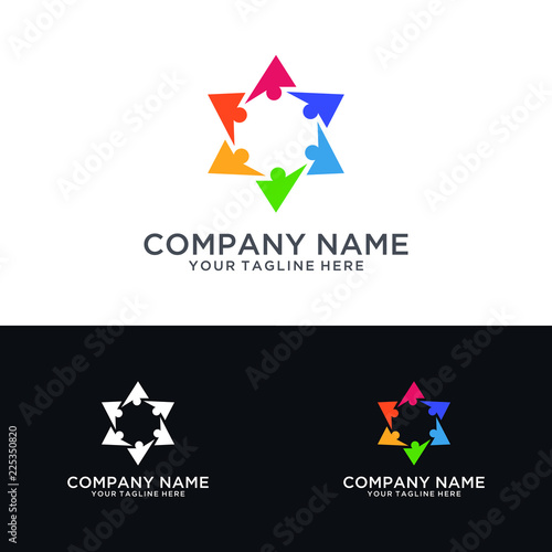 David star teamwork logo design