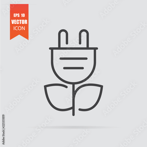 Green energy icon in flat style isolated on grey background.