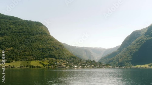 Riverside Town in the Norway Fjords photo