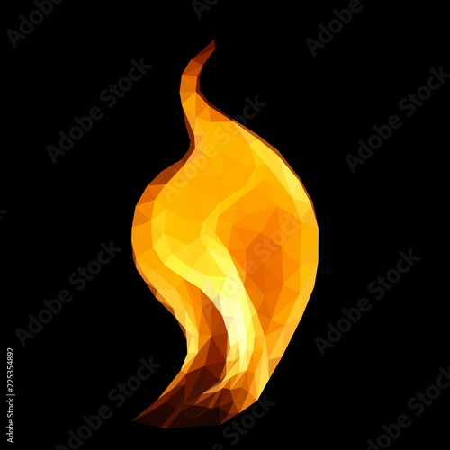 fire polygonal torch multicolor on black background isolated