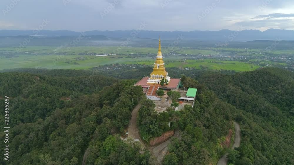 Aerial view of Big pagoda on mountain temple of Thailand Aerial view of Big pagoda on mountain temple of Thailand
