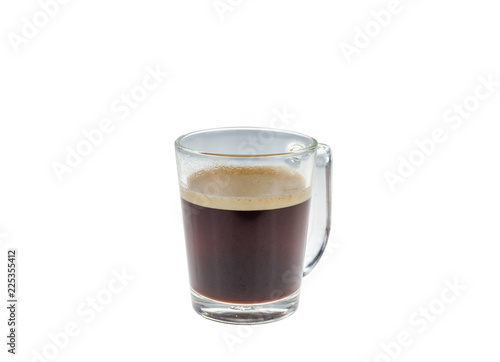 Glassy cup of coffee isolated on white background
