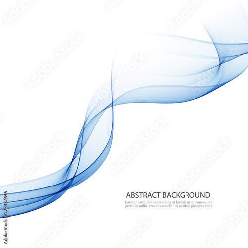 Abstract vector background, transparent waved lines for brochure, website, flyer design. Blue smoke wave.