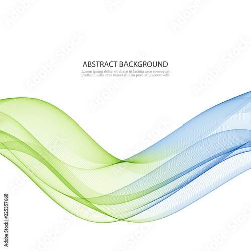 Abstract vector background, blue and green waved lines for brochure, website, flyer design. Transparent wave. © lesikvit