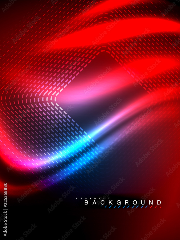 Obraz premium Neon glowing wave, magic energy and light motion background. Vector illustration