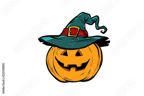 Halloween pumpkin in hat