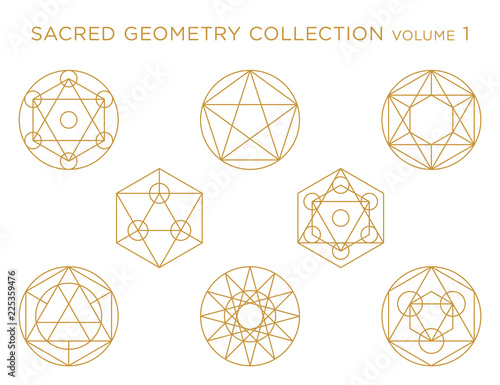 Sacred Geometry Vector Collection - Golden isolated on white