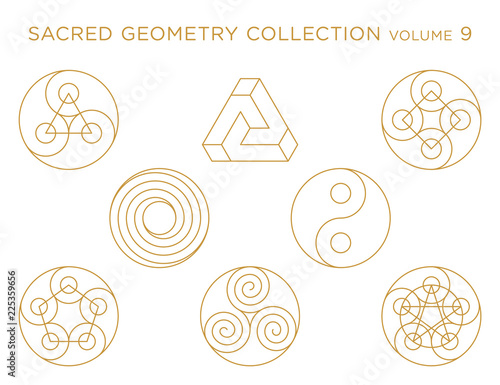 Sacred Geometry Vector Collection - Golden isolated on white