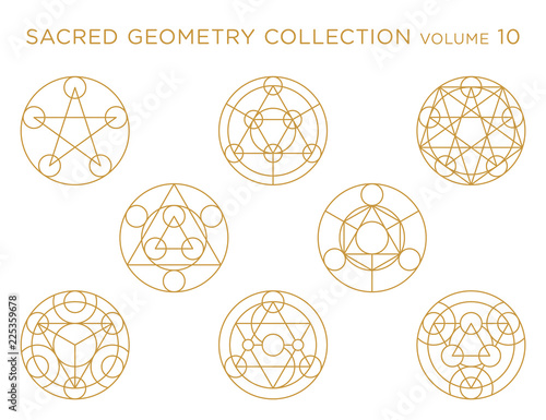 Sacred Geometry Vector Collection - Golden isolated on white