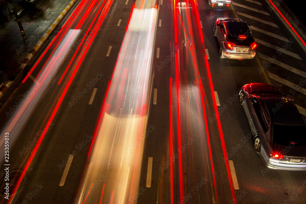 Night traffic with light from cars Night traffic with light from cars