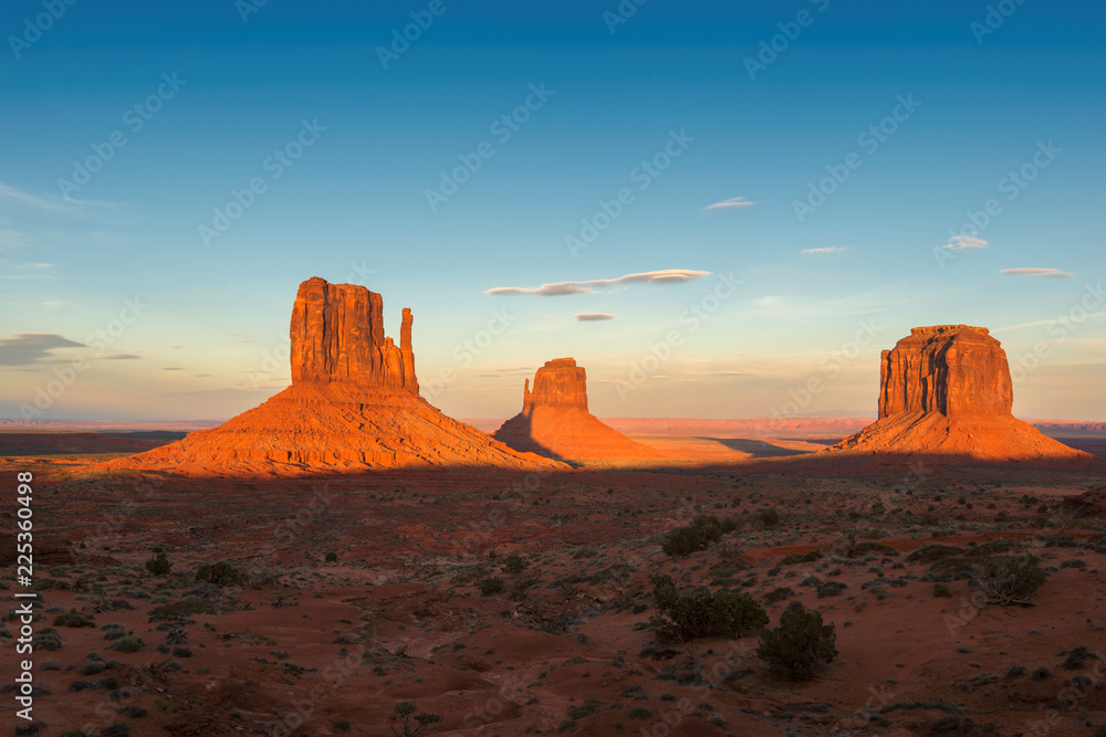 Iconic Monument valley at sunset in Arizona - Utah.
