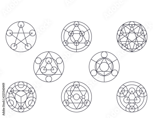 Sacred Geometry Vector Collection - Black isolated on white photo