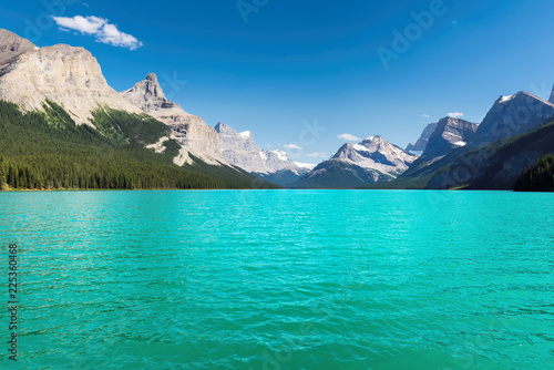 Canadian lake, Maligne Lake, Jasper National Park, Alberta, Canada. 
