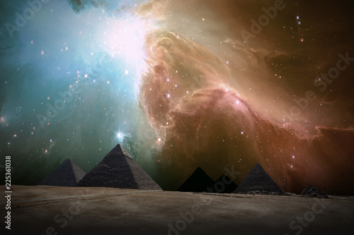 Ancient Places Backgrounds - Pyramids under Night Sky