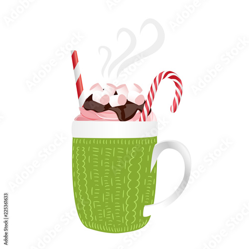 Coffee cup with smoke. Vector illustration.