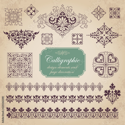 Calligraphic design elements and page decoration vector set