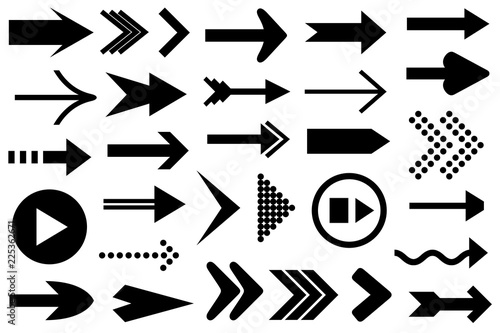 Set of different arrows isolated on white