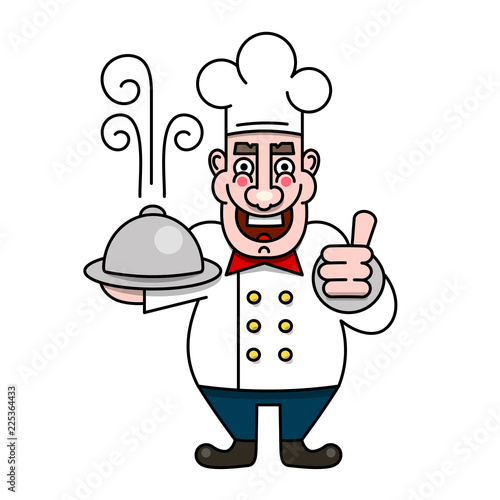 Chef Cook Serving Food Realistic Cartoon Character Design