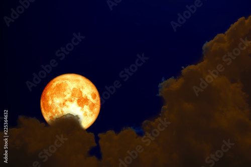 super full blood moon back over silhouette cloud night sky