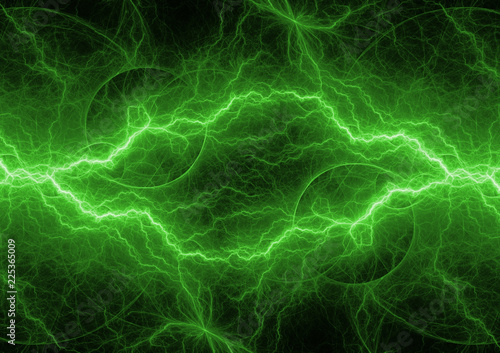 Green power, plasma abstract lightning