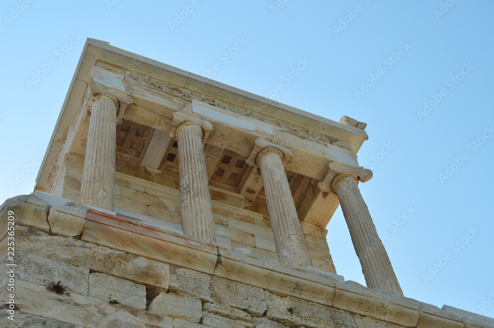 Propylaea of the Acropolis of Athens Viewed From Its Bottom. Architecture, History, Travel, Landscapes. July 9, 2018. Athens Greece.