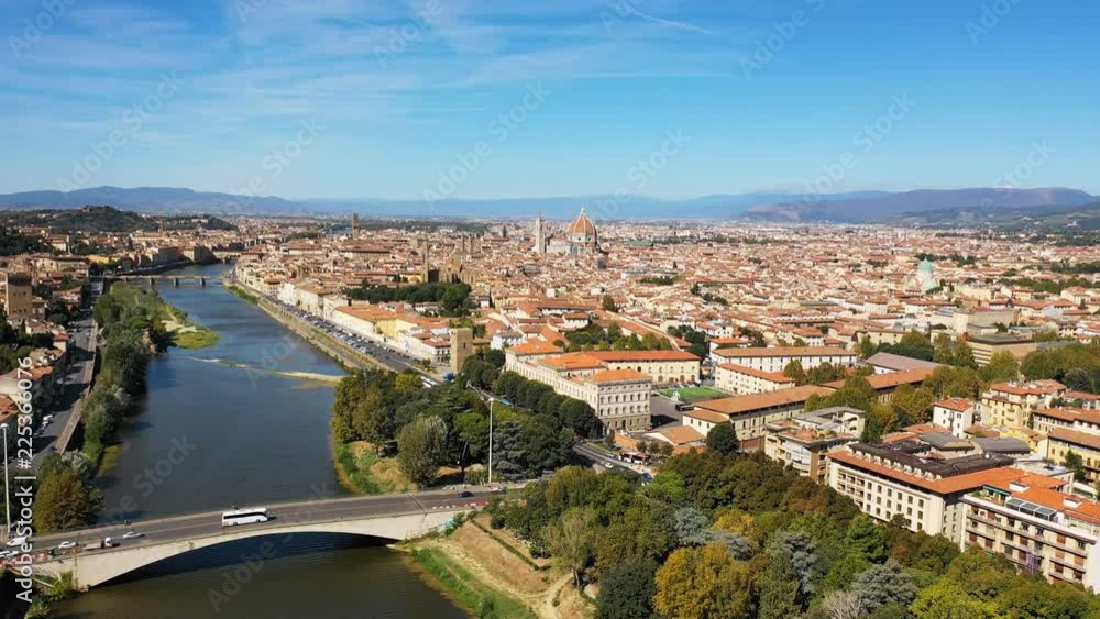 Aerial panoramic view of cityscape of Florence, famous historical city in Italy, landscape panorama of Europe from above Aerial panoramic view of cityscape of Florence, famous historical city in Italy, landscape panorama of Europe from above