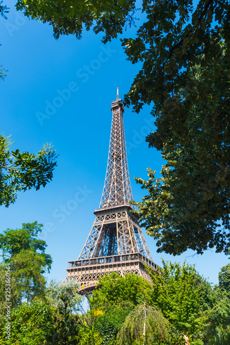World famous Eiffel tower on a sunny day