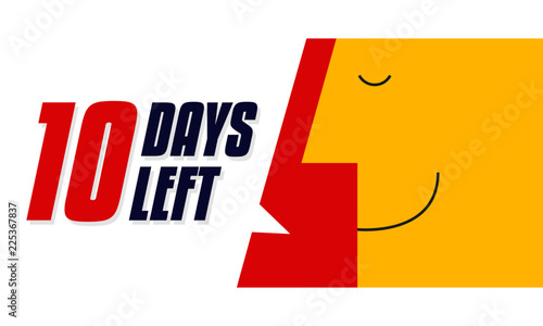 Vector typographic design of 10. Vector illustration of no of days left to go badges with speech bubble. Man saying ten days to go. © Vivek